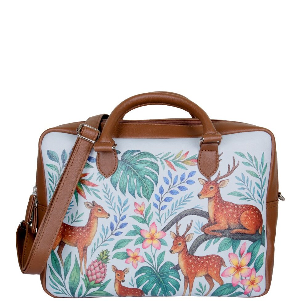 Printed Vegan Leather Buisness Top Handle Crossbody Bag for Women for Work